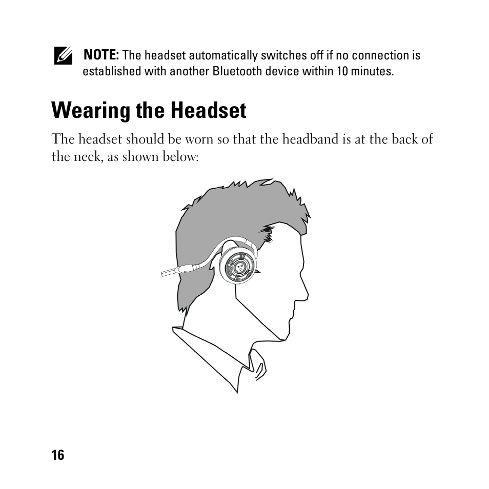 Wearing the headset | Dell BH200 Bluetooth 2.0 EDR Stereo Headset User Manual | Page 16 / 93