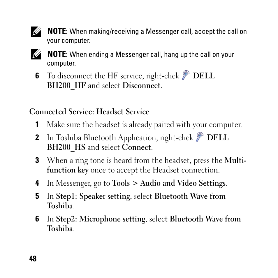 Dell BH200 Bluetooth 2.0 EDR Stereo Headset User Manual | Page 48 / 93
