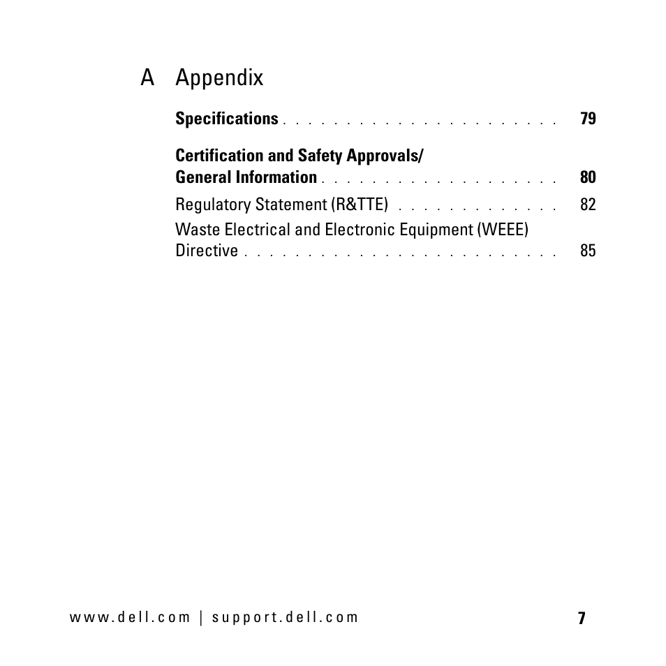 A appendix | Dell BH200 Bluetooth 2.0 EDR Stereo Headset User Manual | Page 7 / 93