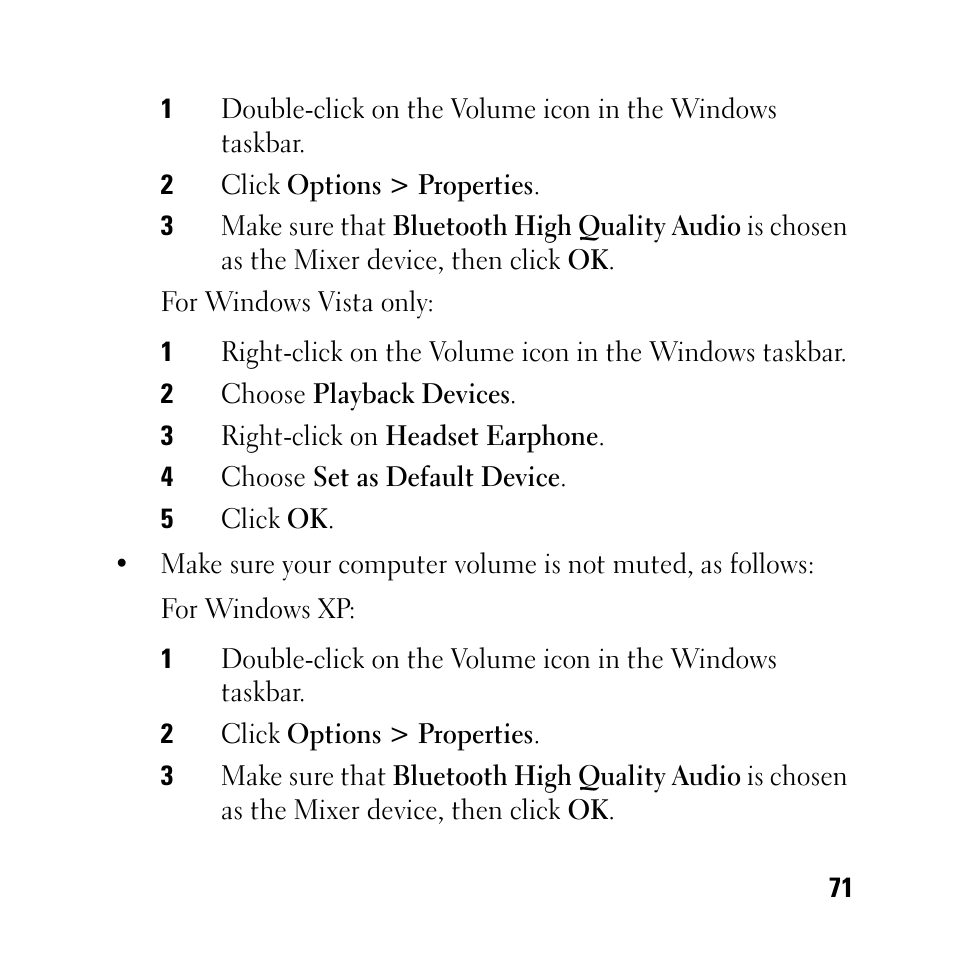 Dell BH200 Bluetooth 2.0 EDR Stereo Headset User Manual | Page 71 / 93