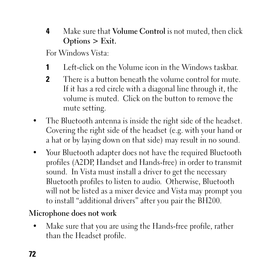 Dell BH200 Bluetooth 2.0 EDR Stereo Headset User Manual | Page 72 / 93