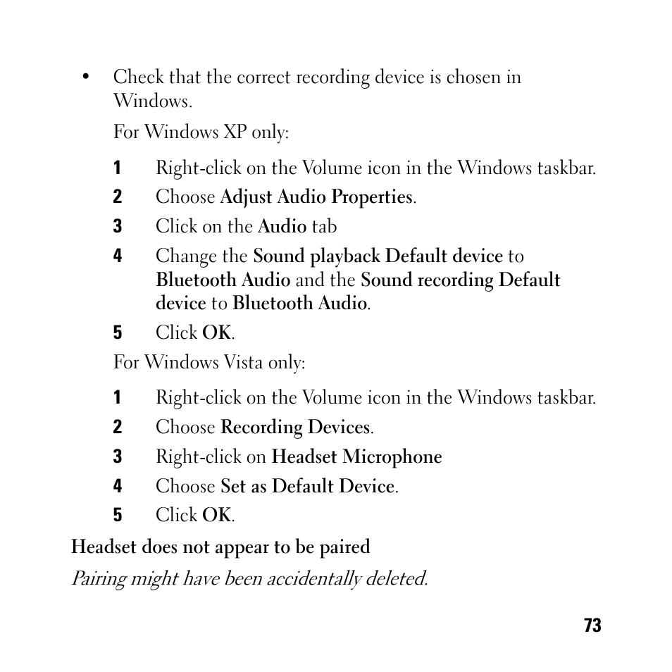 Dell BH200 Bluetooth 2.0 EDR Stereo Headset User Manual | Page 73 / 93