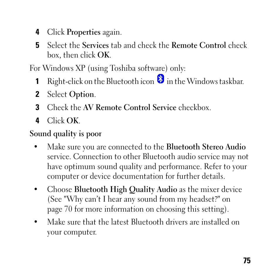 Dell BH200 Bluetooth 2.0 EDR Stereo Headset User Manual | Page 75 / 93