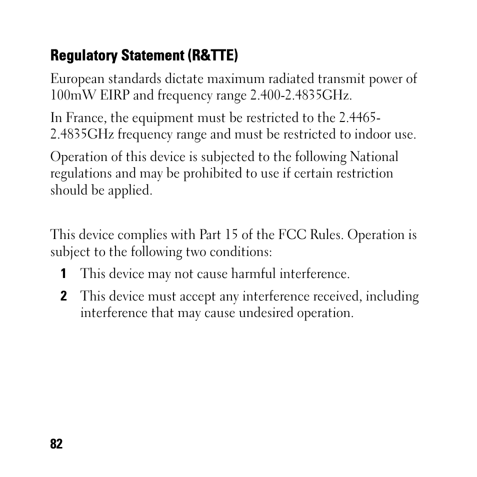 Regulatory statement (r&tte) | Dell BH200 Bluetooth 2.0 EDR Stereo Headset User Manual | Page 82 / 93