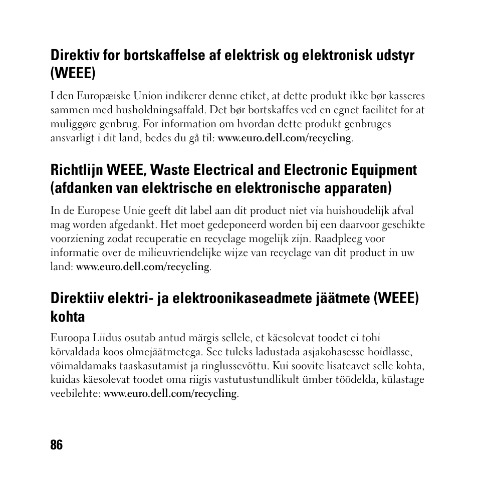 Dell BH200 Bluetooth 2.0 EDR Stereo Headset User Manual | Page 86 / 93