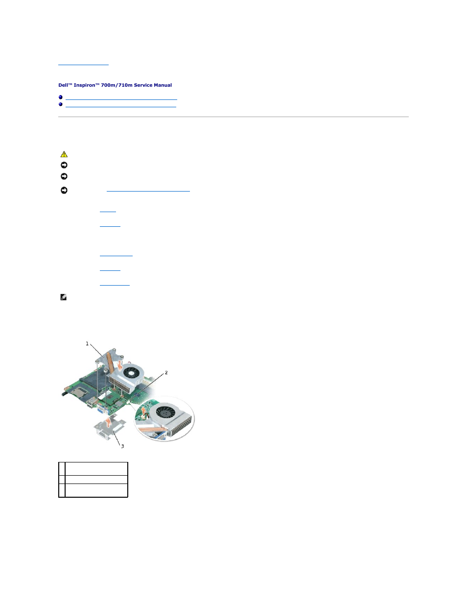 Processor thermal-cooling assembly, Removing the processor thermal-cooling assembly | Dell Inspiron 710M User Manual | Page 7 / 44