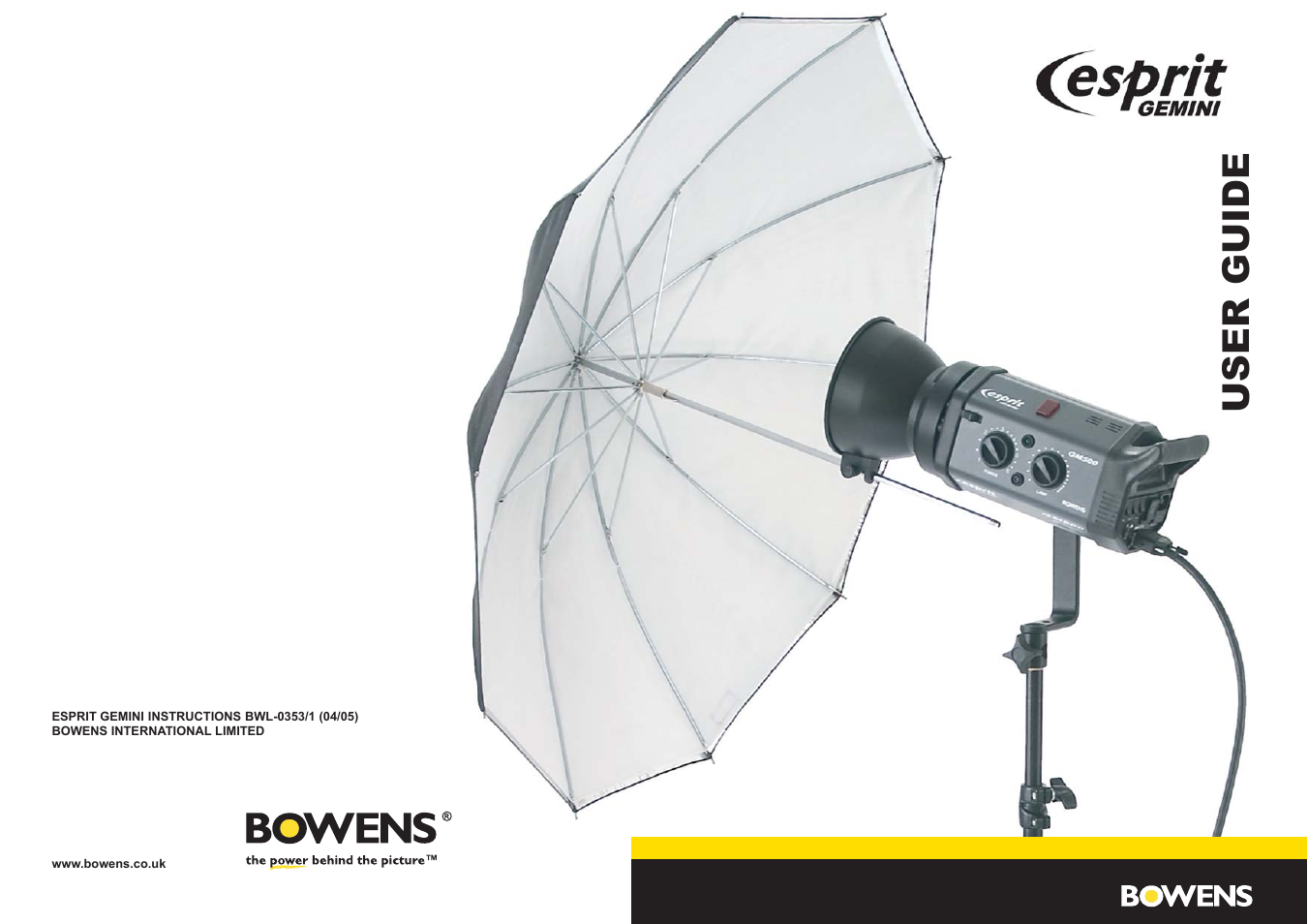 Bowens Esprit Gemini Bwl-0353 User Manual | 6 pages