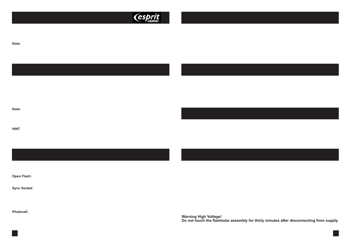 Bowens Esprit Gemini Bwl-0353 User Manual | Page 6 / 6