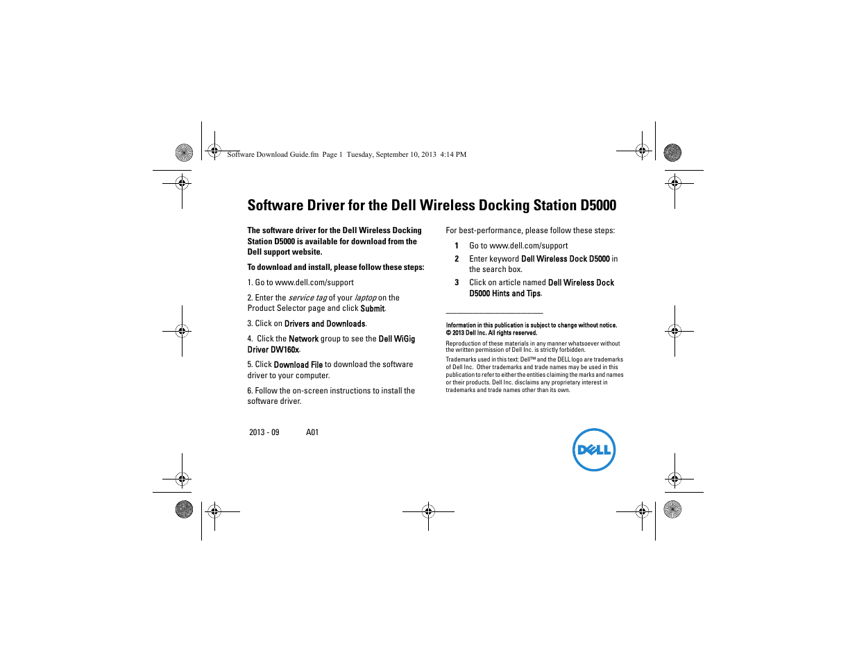 Dell Wireless Dock User Manual | 1 page