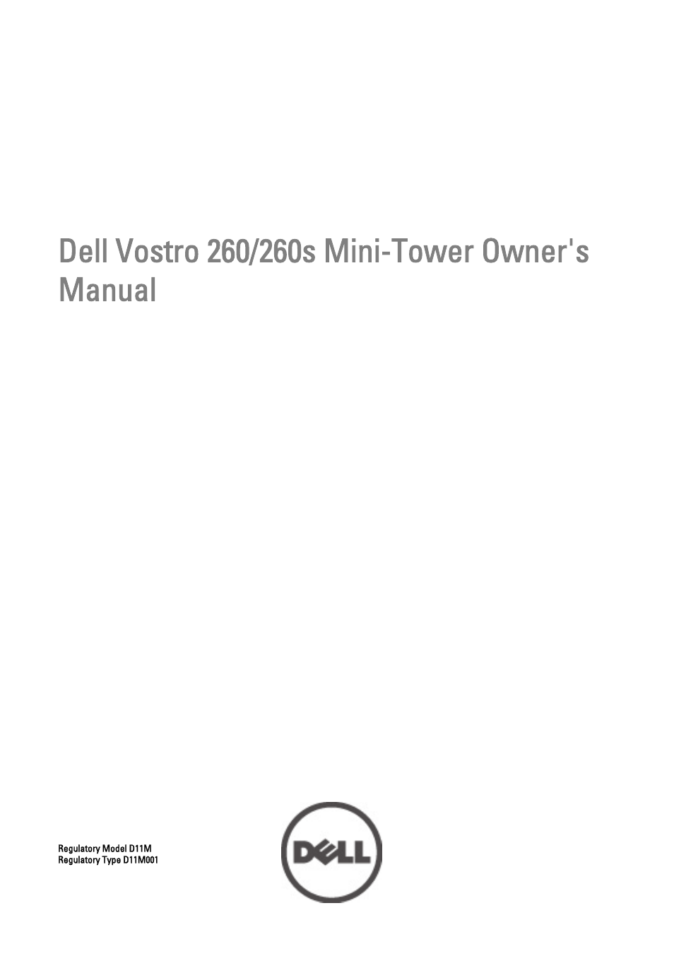 Dell Vostro 260s (Mid 2011) User Manual | 68 pages