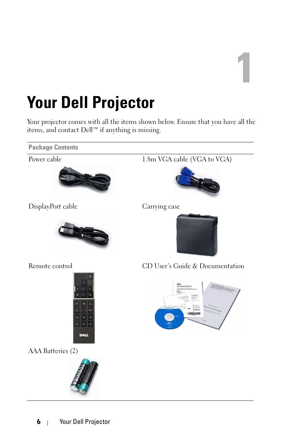Your dell projector | Dell 4310WX Projector User Manual | Page 6 / 82