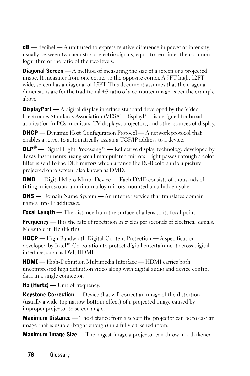 Dell 4310WX Projector User Manual | Page 78 / 82