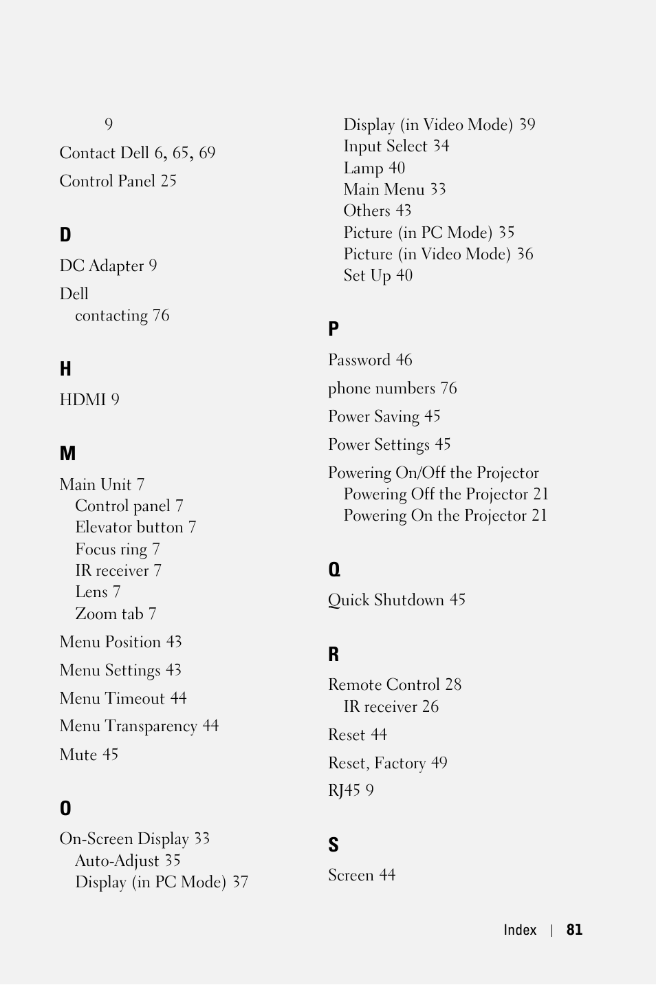 Dell 4310WX Projector User Manual | Page 81 / 82