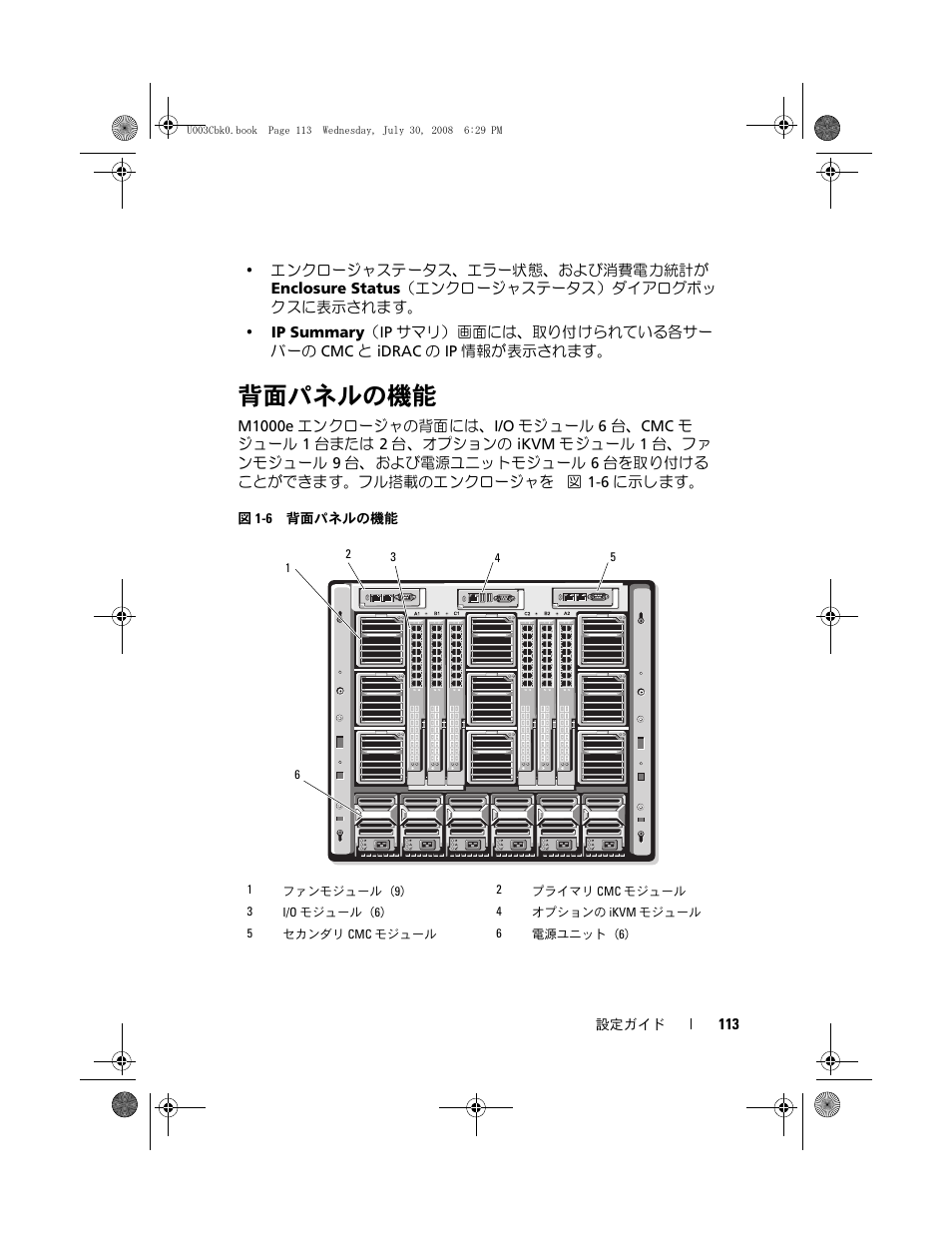 背面パネルの機能 | Dell POWEREDGE M905 User Manual | Page 115 / 210