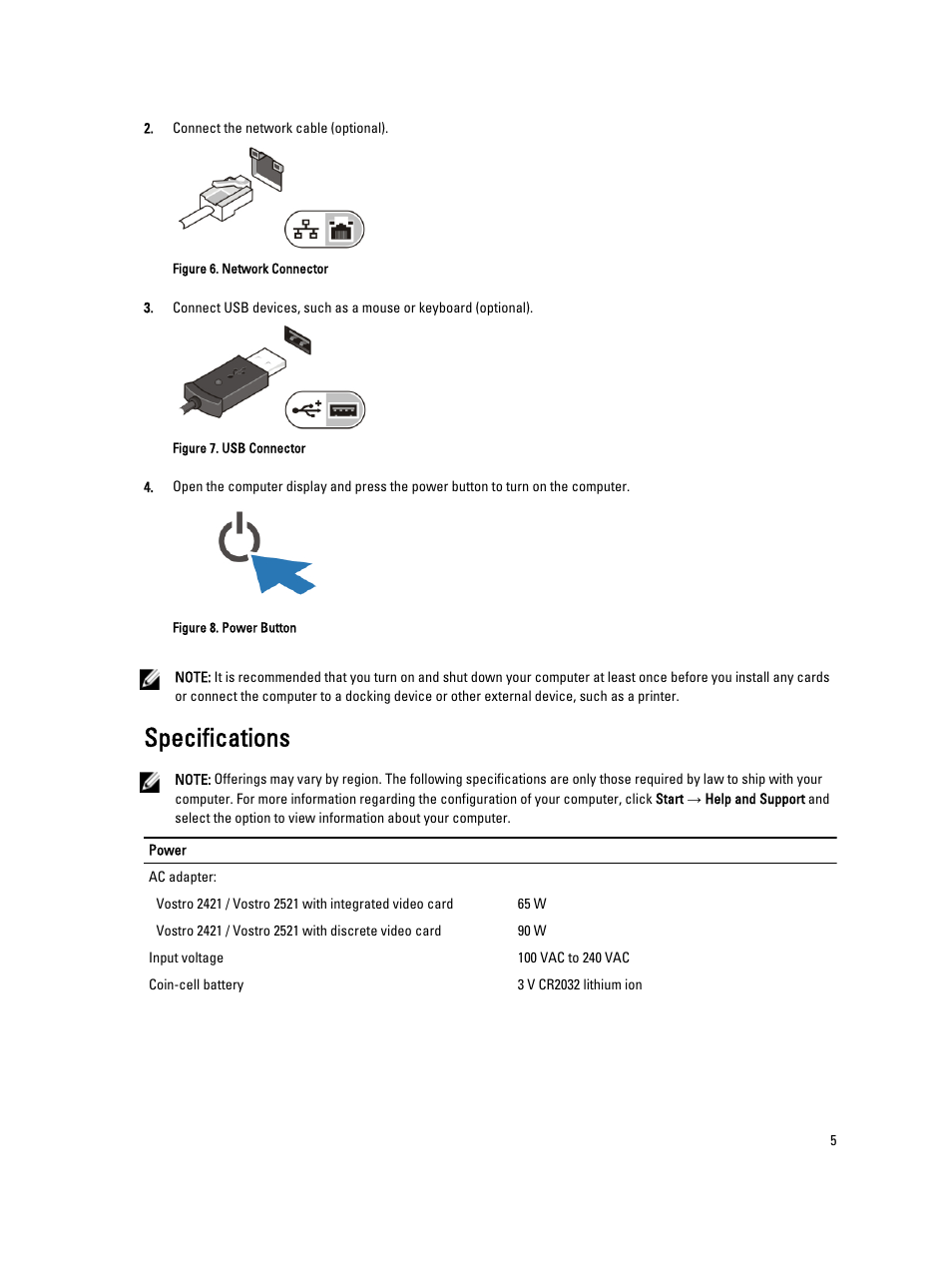 Specifications | Dell Vostro 2521 (Early 2013) User Manual | Page 5 / 6