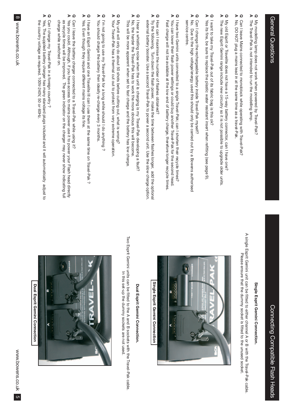 Connecting compatible flash heads, General questions | Bowens TRAVEL-PAK&TRAVEL-PAK+ BW7631 User Manual | Page 5 / 6