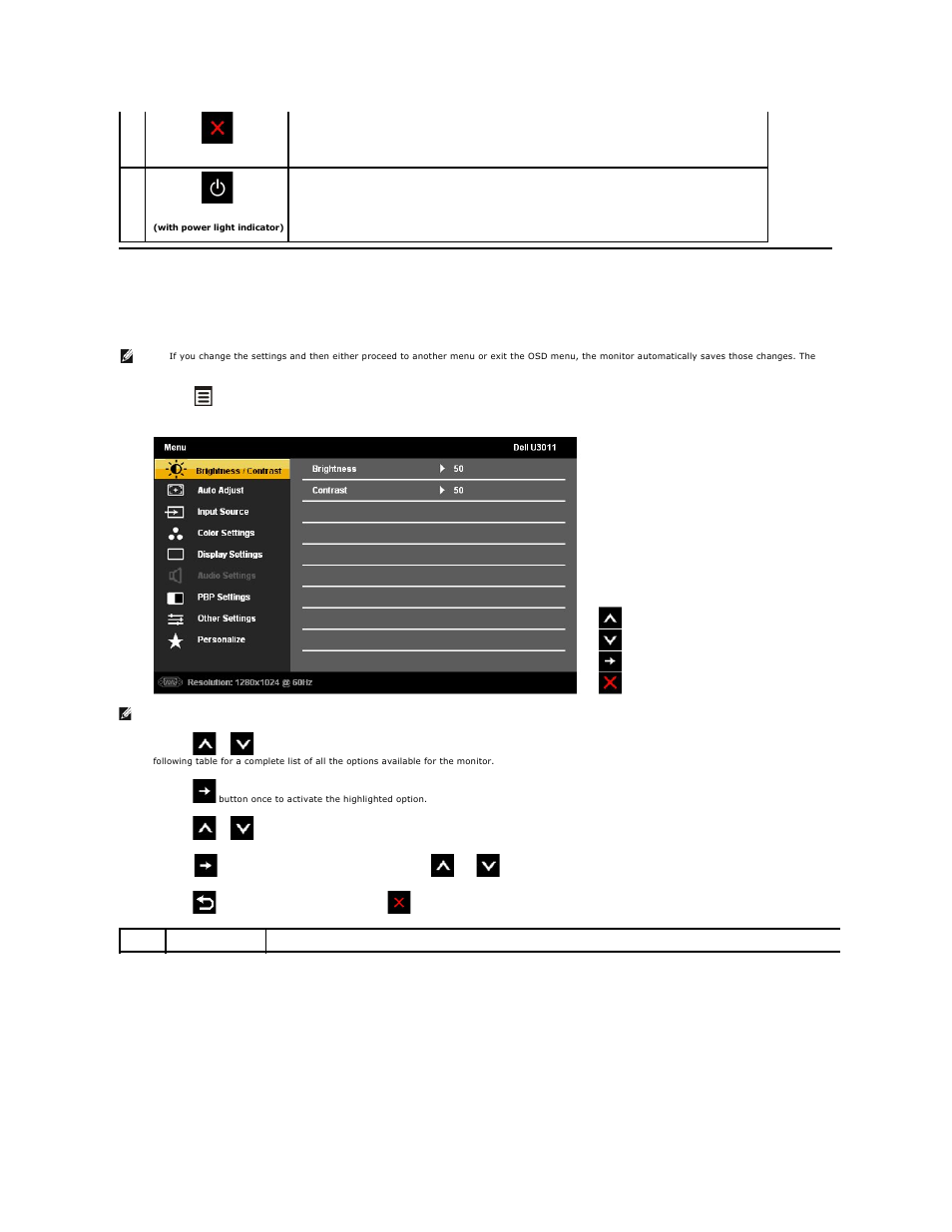 Using the on-screen display (osd) menu, Accessing the, Menu system | Accessing the menu system | Dell U3011 Monitor User Manual | Page 18 / 38