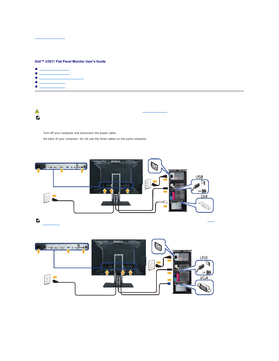 Setting up the monitor, Connecting the monitor | Dell U3011 Monitor User Manual | Page 32 / 38