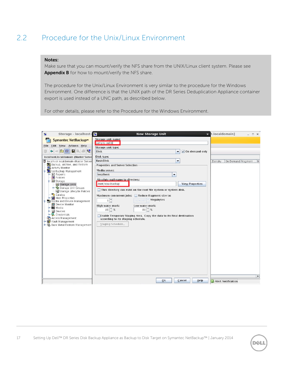 2 procedure for the unix/linux environment, Procedure for the unix/linux environment | Dell PowerVault DR2000v User Manual | Page 17 / 41