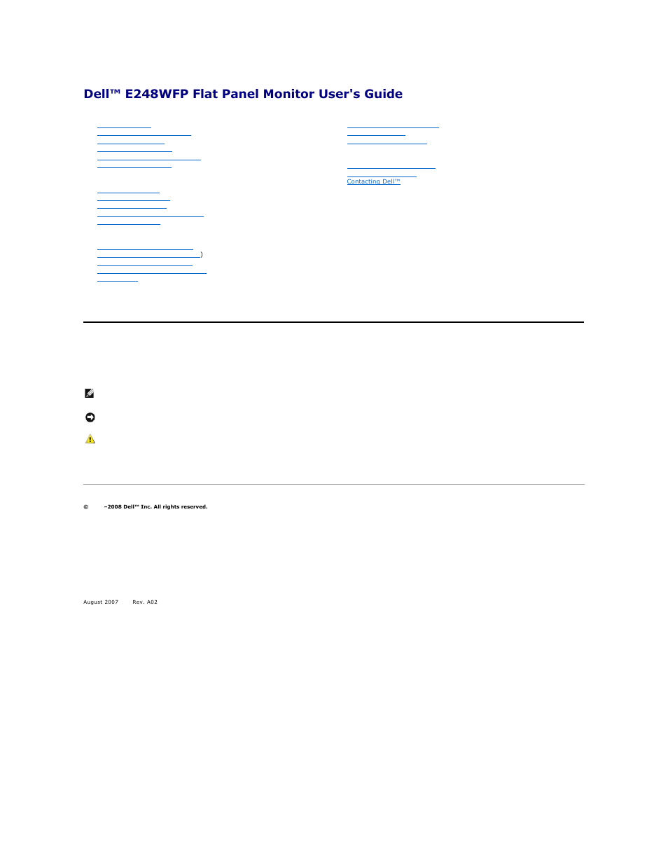 Dell E248WFP Monitor User Manual | 30 pages
