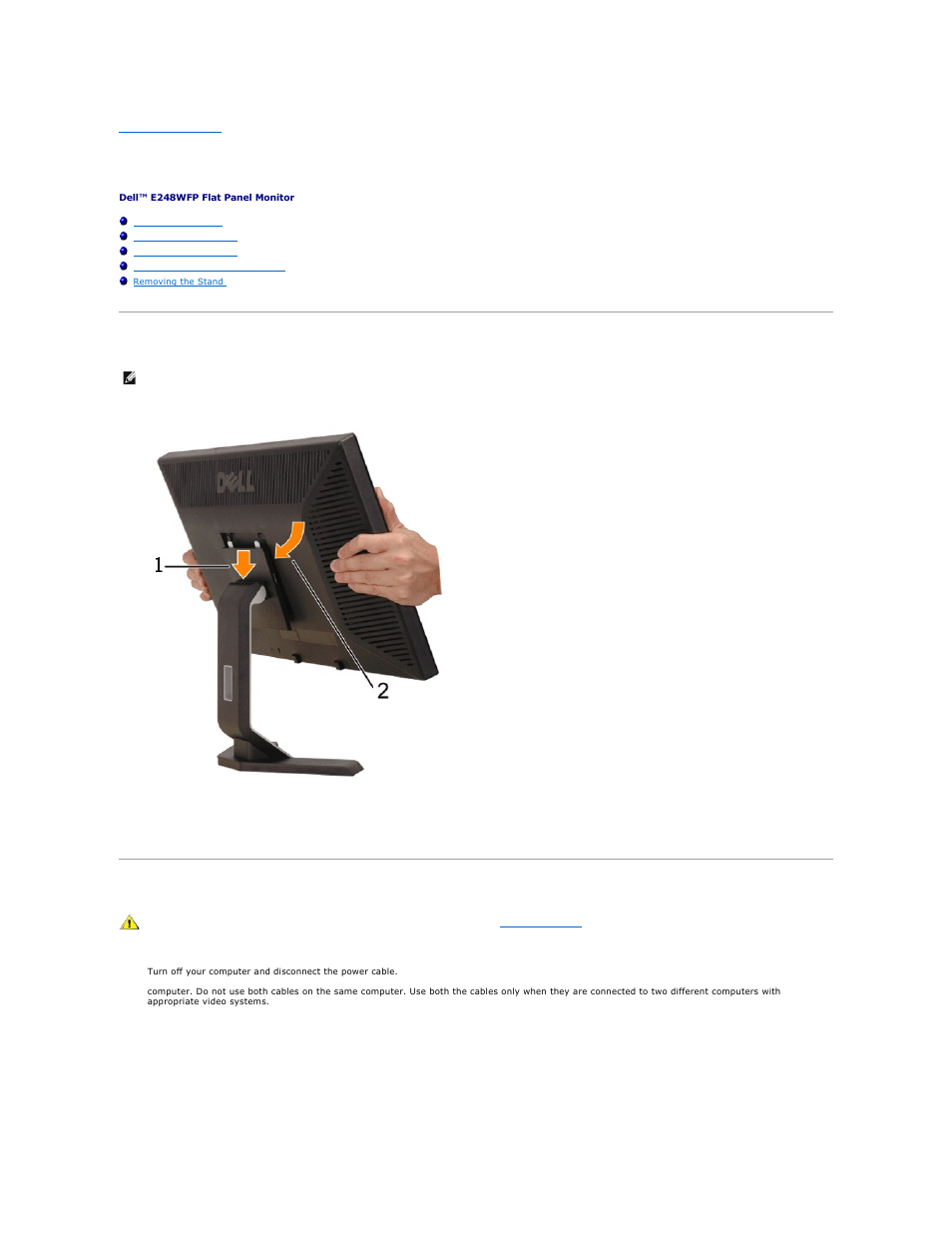 Setting up the monitor, Attaching the stand, Connecting your monitor | Dell E248WFP Monitor User Manual | Page 25 / 30