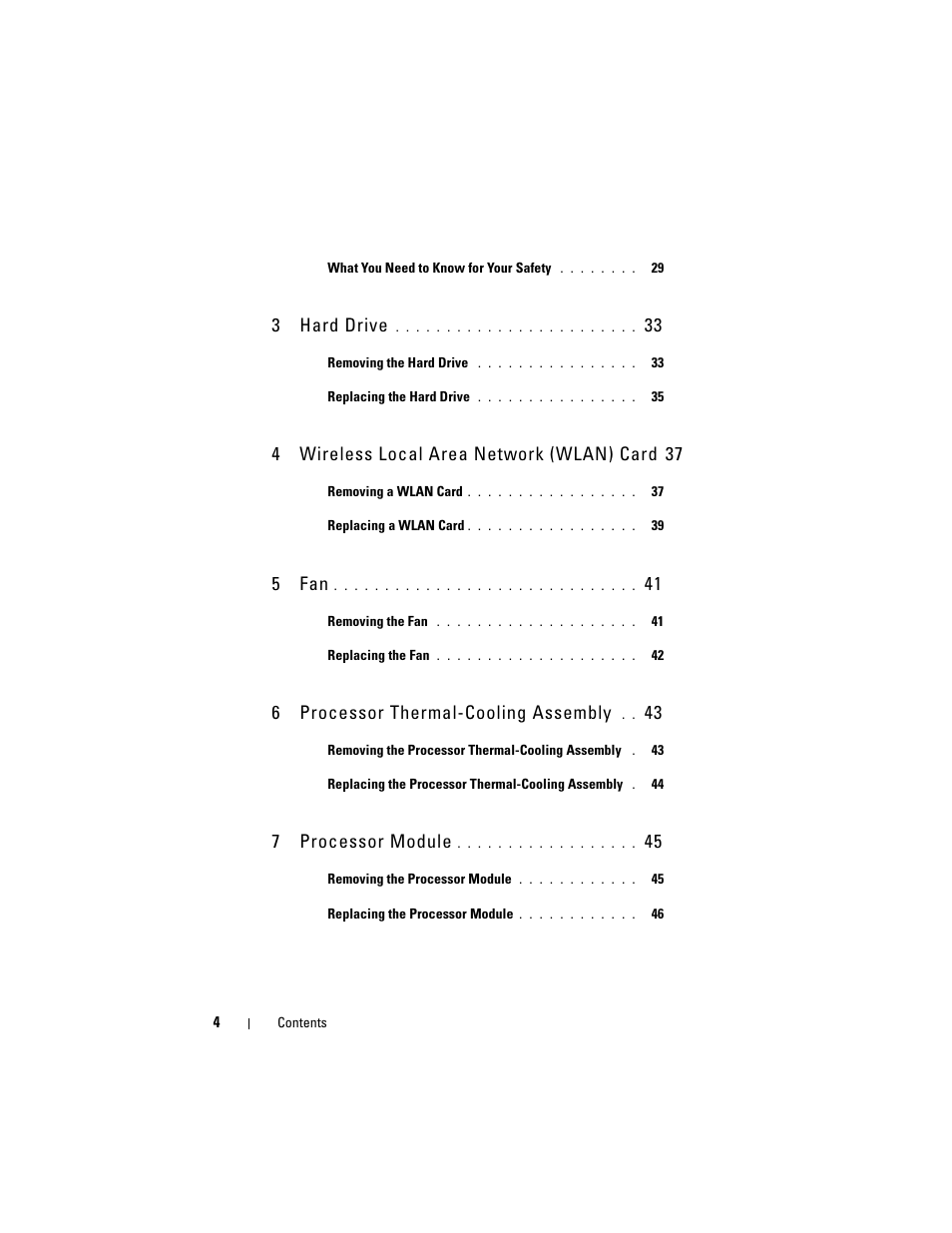 3hard drive, 4wireless local area network (wlan) card, 5fan | 6processor thermal-cooling assembly, 7processor module | Dell Vostro 1510 (Early 2008) User Manual | Page 4 / 116