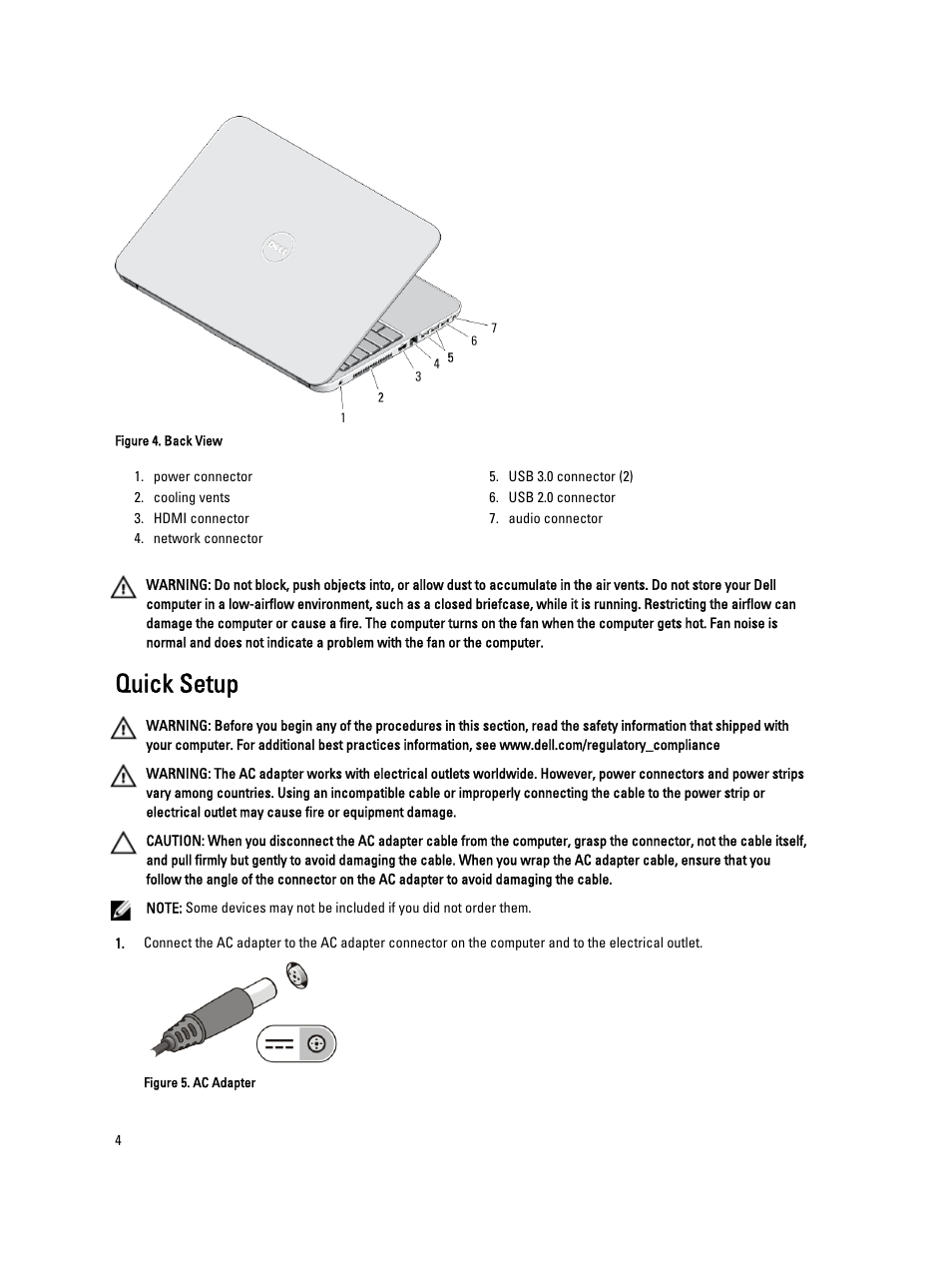Quick setup | Dell Vostro 2421 (Early 2013) User Manual | Page 4 / 6