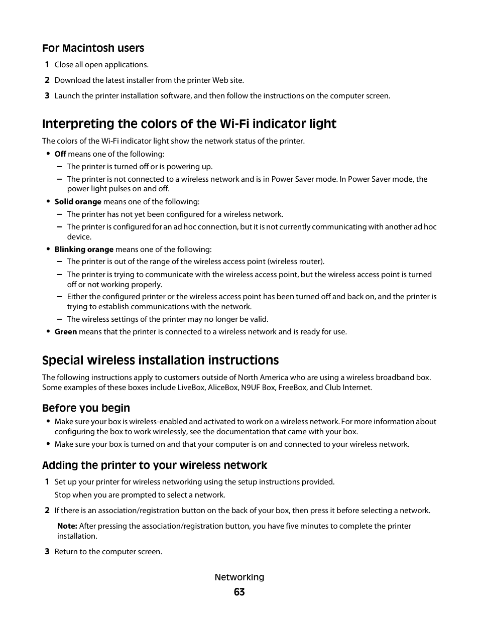 Special wireless installation instructions | Dell P513w All In One Photo Printer User Manual | Page 63 / 134