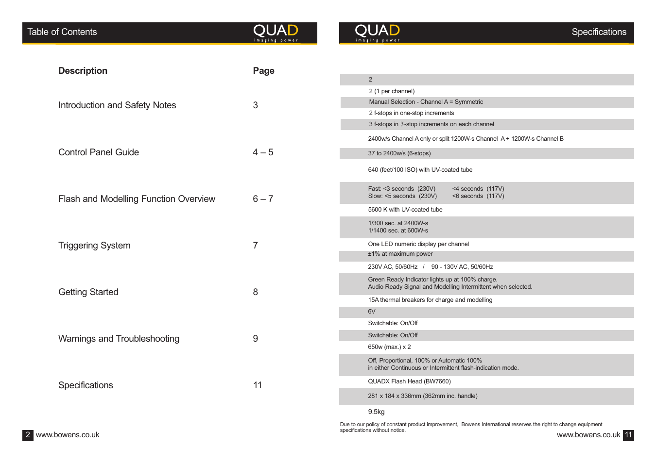 Bowens QUAD2400 User Manual | Page 2 / 6