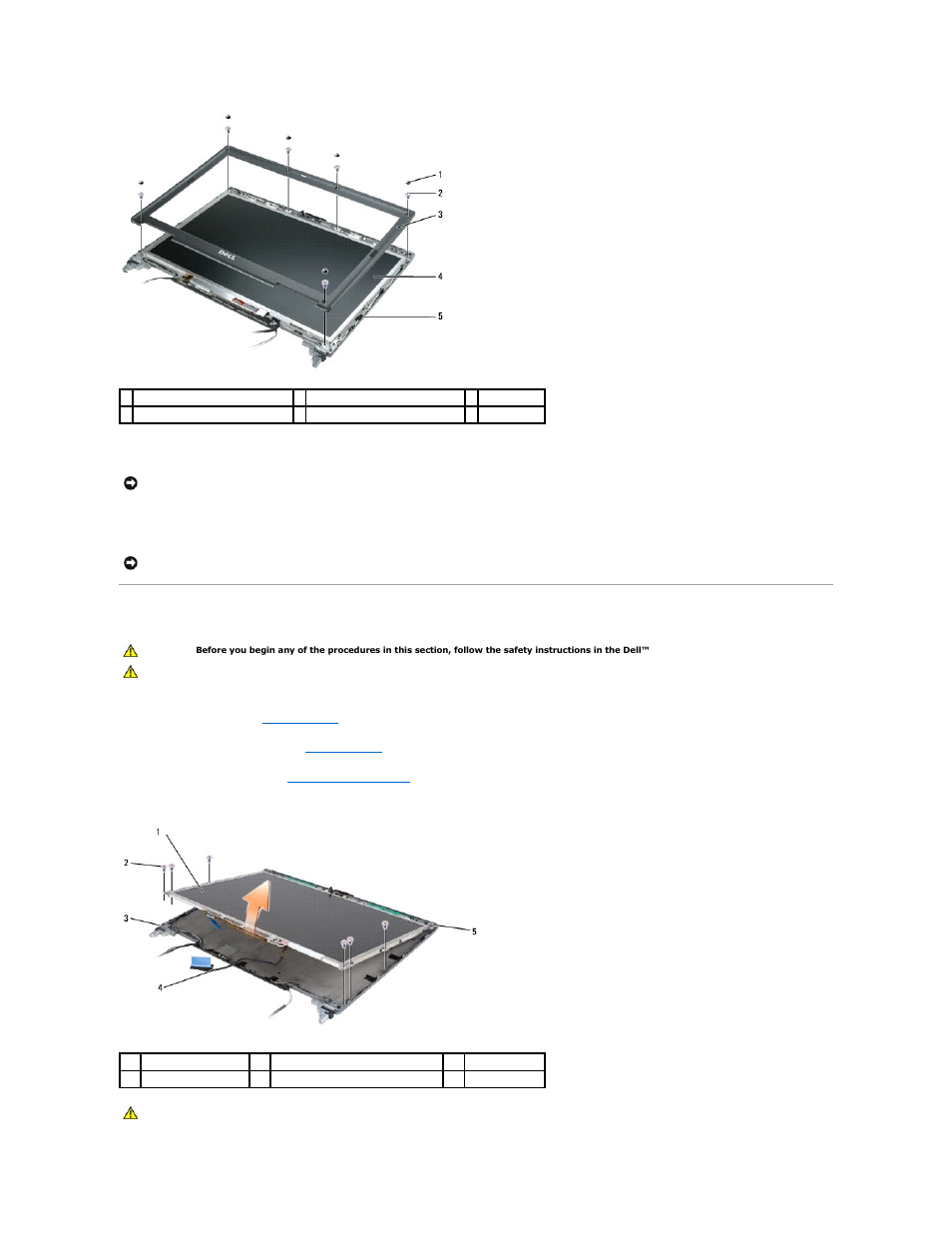 Removing the display panel | Dell Precision M2300 (Late 2007) User Manual | Page 13 / 42