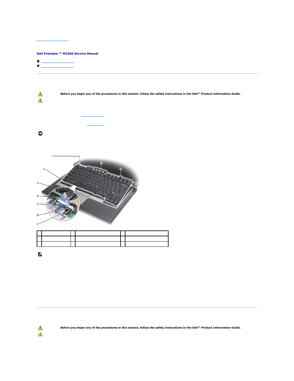 Keyboard, Removing the keyboard, Replacing the keyboard | Dell Precision M2300 (Late 2007) User Manual | Page 19 / 42