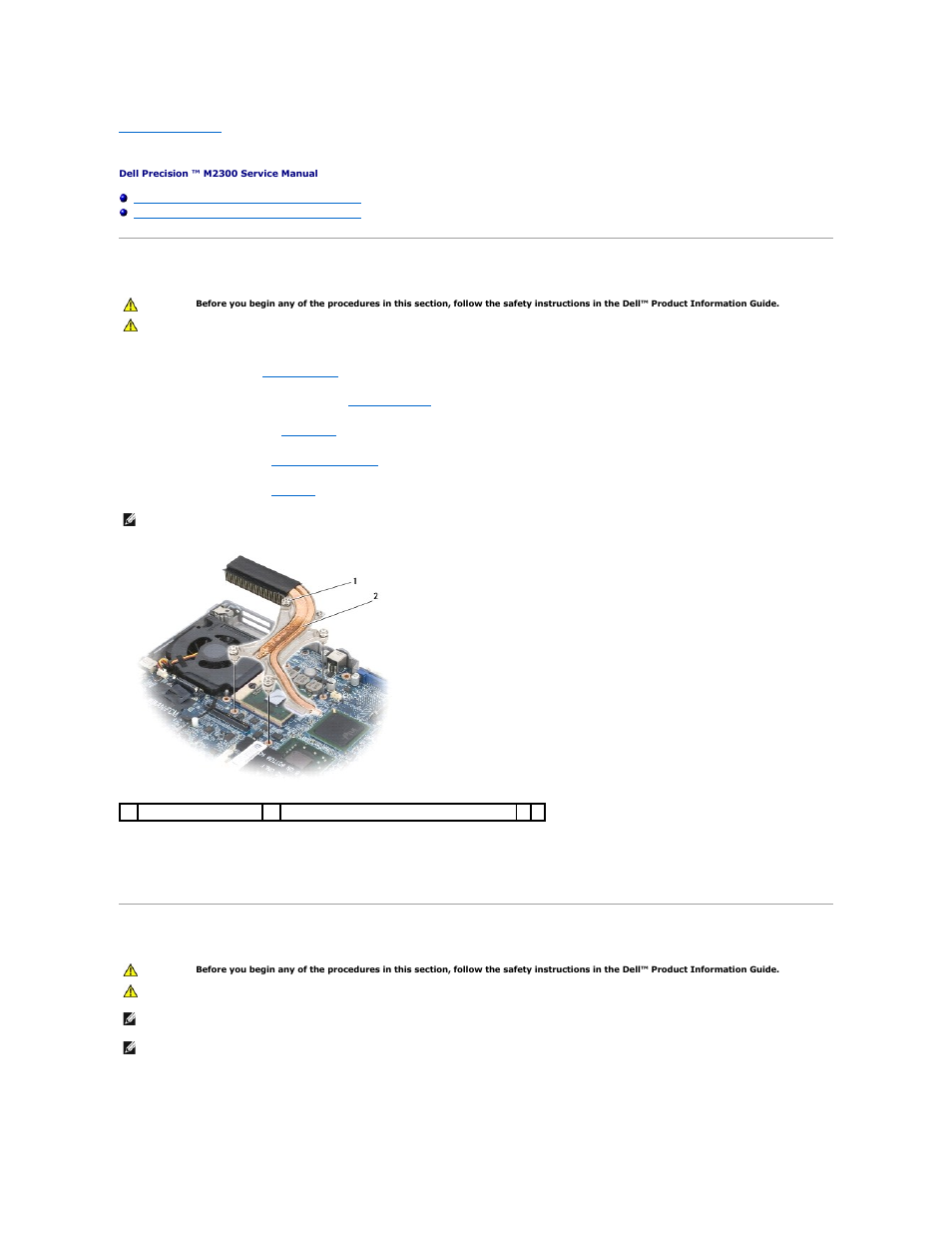 Processor thermal-cooling assembly, Removing the processor thermal-cooling assembly, Replacing the processor thermal-cooling assembly | Dell Precision M2300 (Late 2007) User Manual | Page 40 / 42