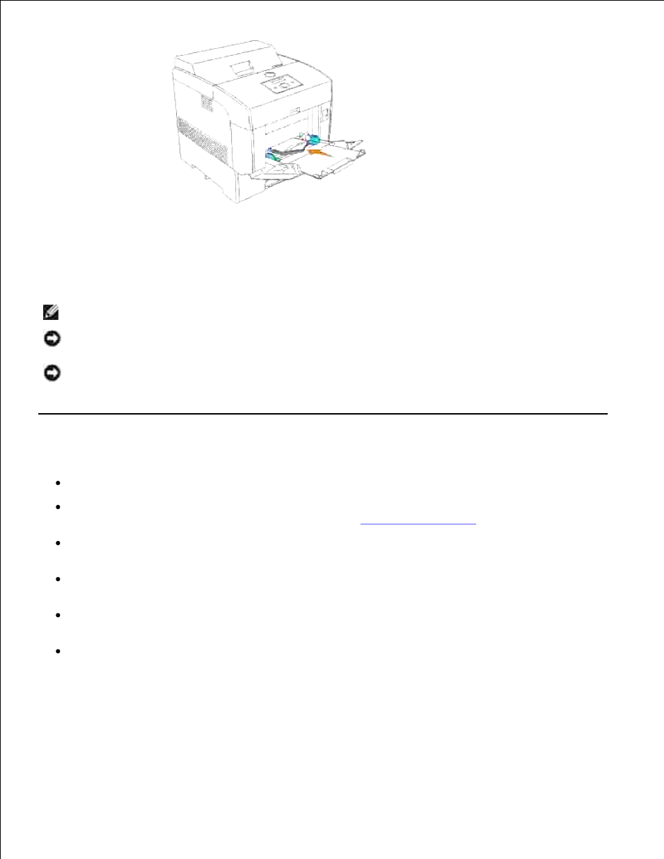 Using the multipurpose feeder | Dell 5110cn Color Laser Printer User Manual | Page 126 / 447