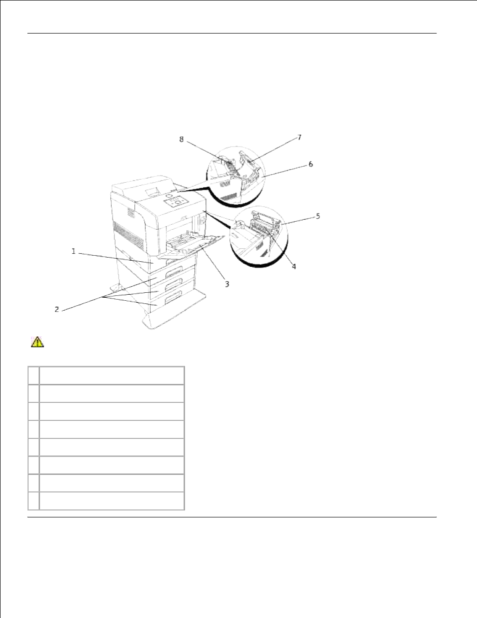 Identifying the location of paper jams | Dell 5110cn Color Laser Printer User Manual | Page 207 / 447