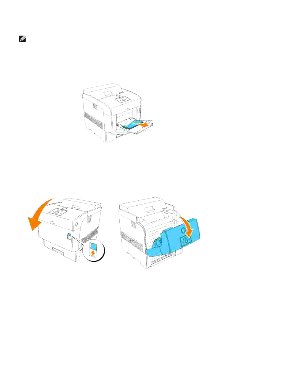 Removing print jams from the multipurpose feeder | Dell 5110cn Color Laser Printer User Manual | Page 208 / 447