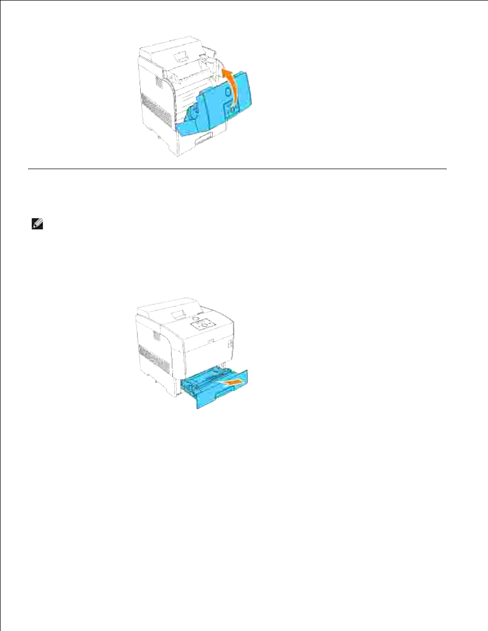 Removing print jams from the standard tray | Dell 5110cn Color Laser Printer User Manual | Page 209 / 447
