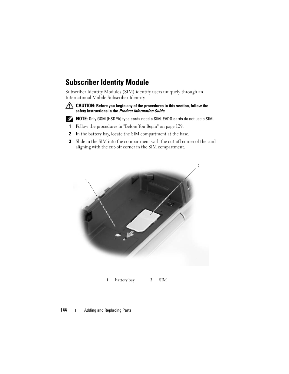 Subscriber identity module | Dell Inspiron 1420 (Mid 2007) User Manual | Page 144 / 210