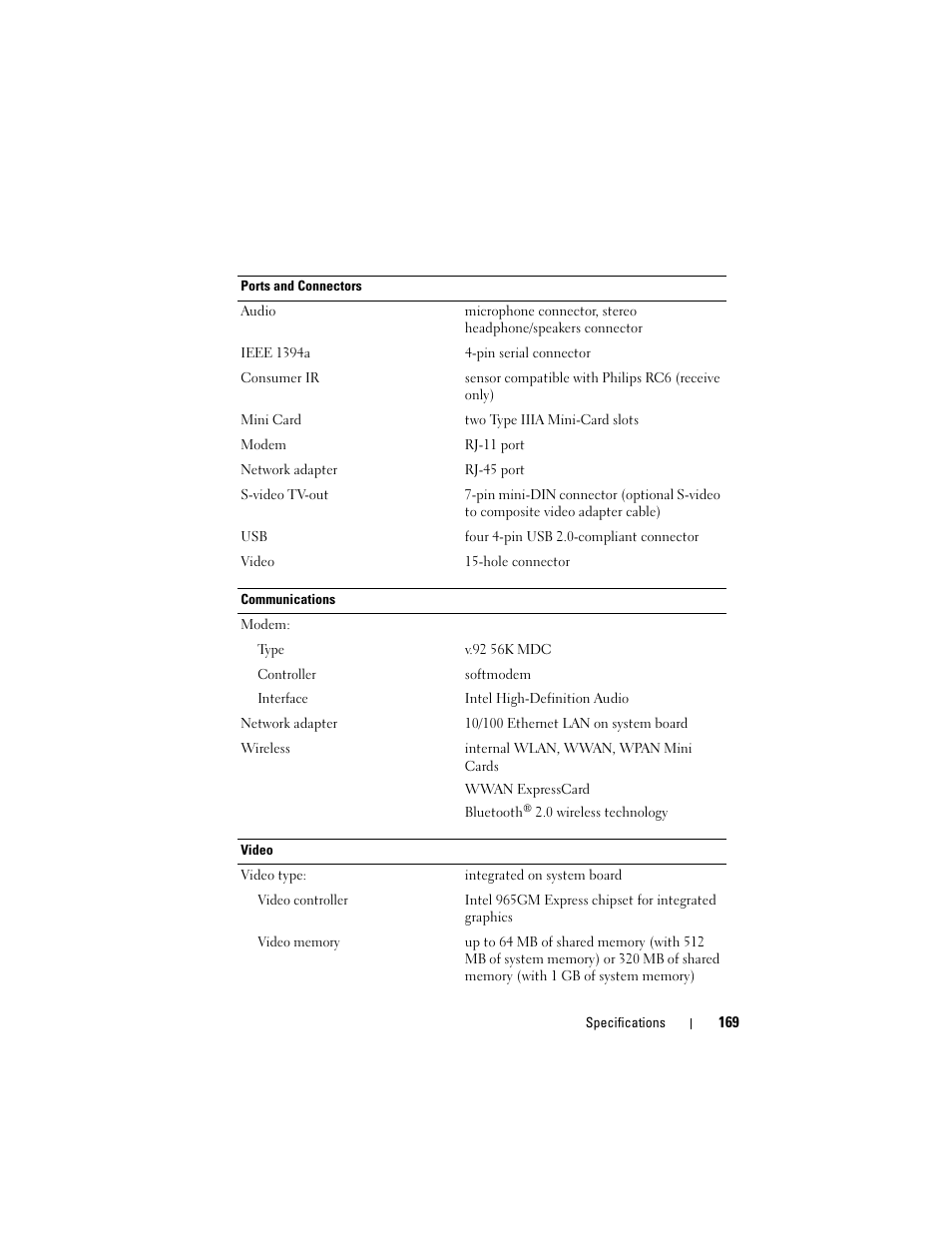 Dell Inspiron 1420 (Mid 2007) User Manual | Page 169 / 210