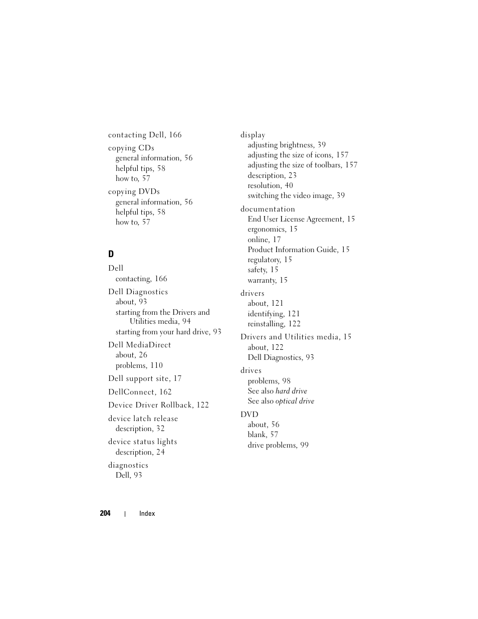 Dell Inspiron 1420 (Mid 2007) User Manual | Page 204 / 210