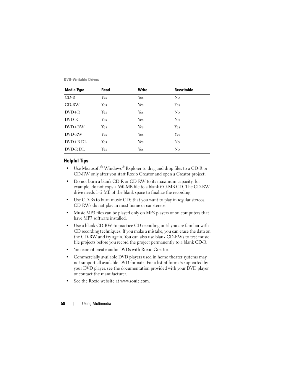 Helpful tips | Dell Inspiron 1420 (Mid 2007) User Manual | Page 58 / 210