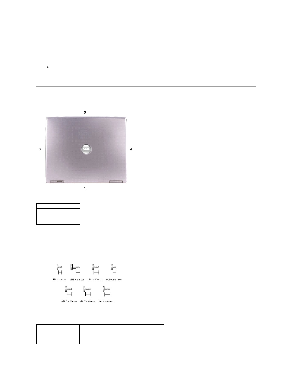 Recommended tools, Computer orientation, Screw identification | Dell Latitude D500 User Manual | Page 3 / 40