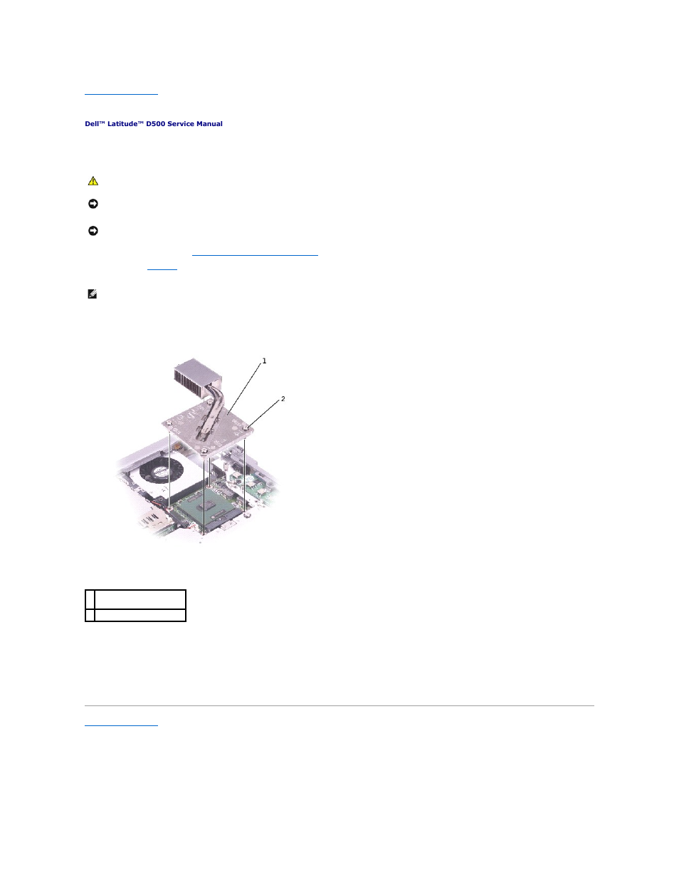 Microprocessor thermal-cooling assembly | Dell Latitude D500 User Manual | Page 34 / 40