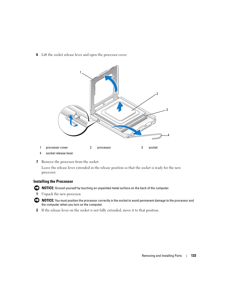 Installing the processor | Dell XPS 720 H2C (Mid 2007) User Manual | Page 133 / 220