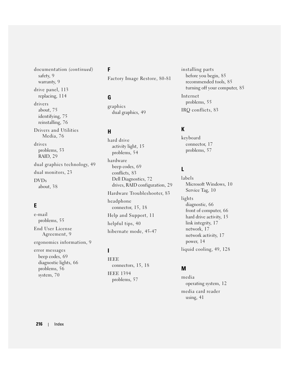 Dell XPS 720 H2C (Mid 2007) User Manual | Page 216 / 220