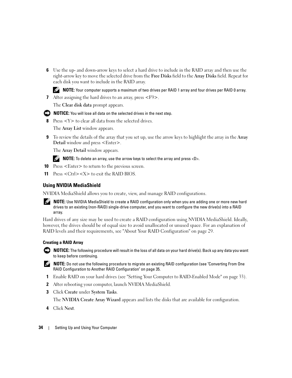 Using nvidia mediashield | Dell XPS 720 H2C (Mid 2007) User Manual | Page 34 / 220