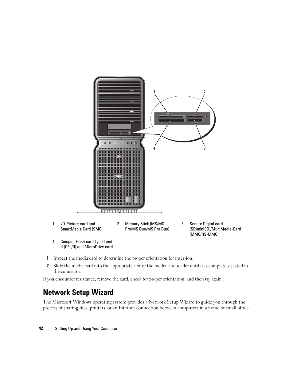 Network setup wizard | Dell XPS 720 H2C (Mid 2007) User Manual | Page 42 / 220