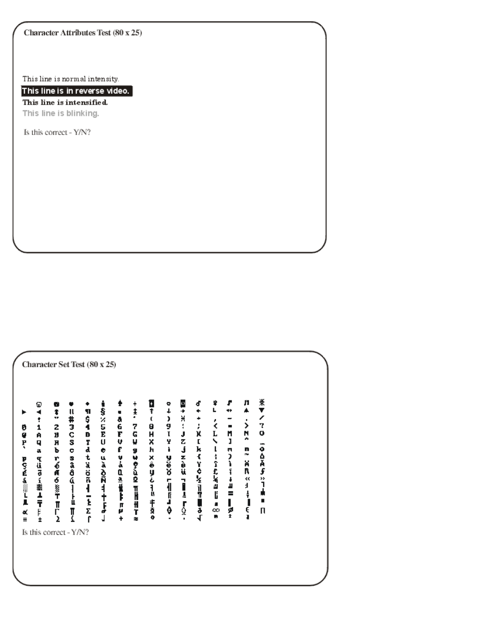 Character set subtest (80 x 25) | Dell OptiPlex GX1 User Manual | Page 150 / 174