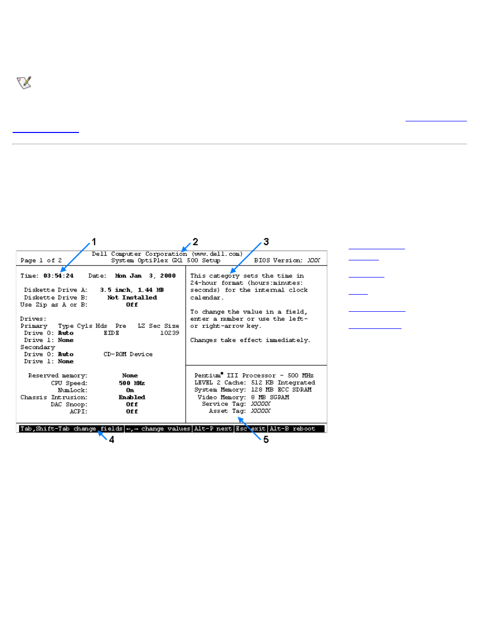 System setup screen, System setup screens | Dell OptiPlex GX1 User Manual | Page 25 / 174