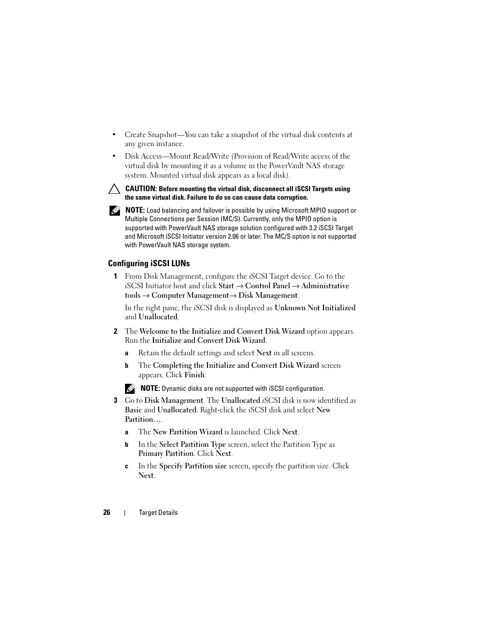 Configuring iscsi luns | Dell PowerVault NX3000 User Manual | Page 26 / 56