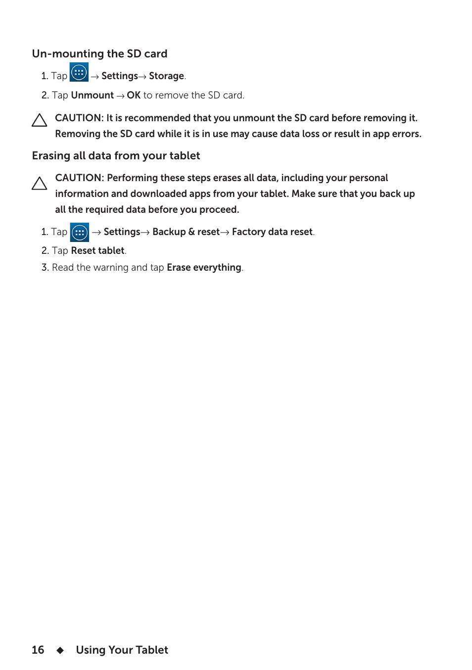 Dell Venue 8 3840 User Manual | Page 16 / 32